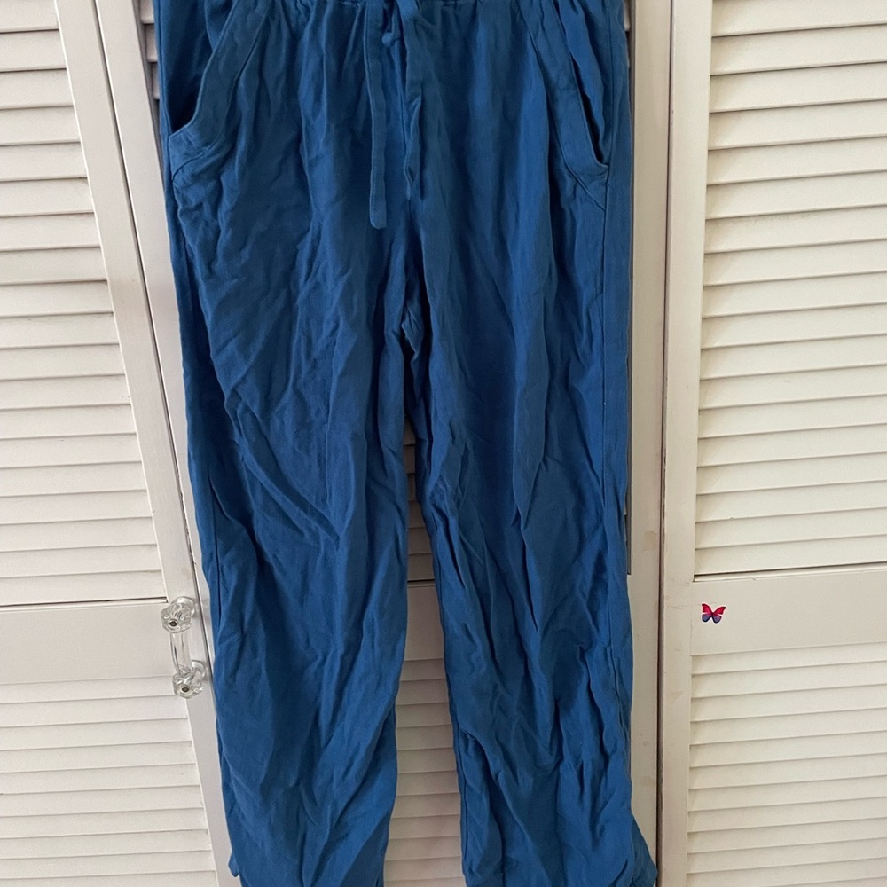 Womens blue Linen beach pants